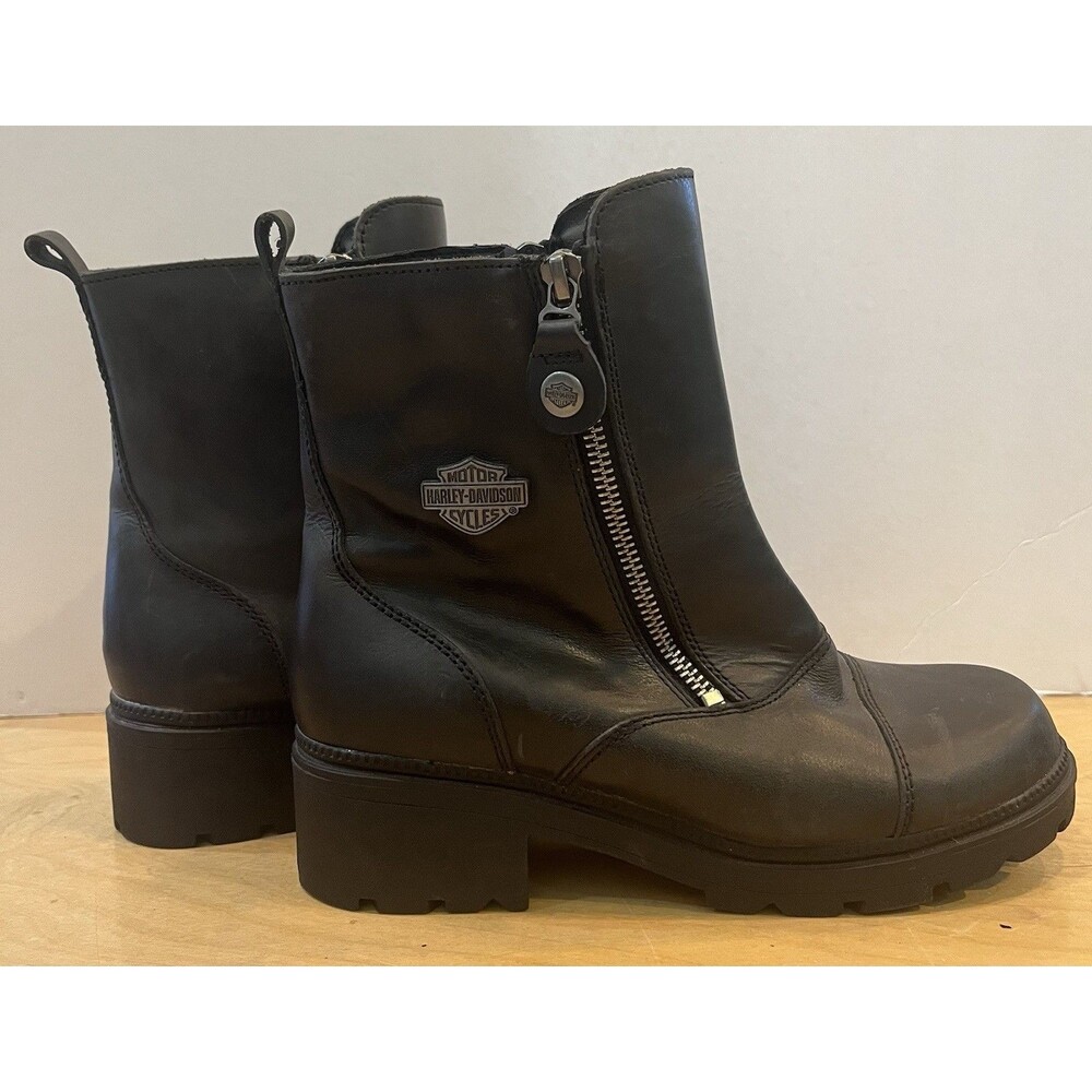 Harley Davidson Amherst Motorcycle Short Boots 7M Women’s Double Zipper D84236